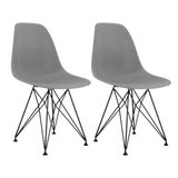 Conjunto 2 Cadeiras Eames Pp Cinza Eiffel Base Preta