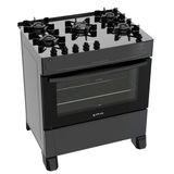 Fogão a Gás 5 Bocas Atlas Mônaco Top Glass Mesa Vidro Preto Bivolt