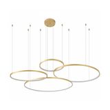 Pendente Led 4 Aros Daire 110w Nordecor 3000k Dourado