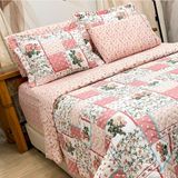 Cobre Leito Queen Dupla Face Confort Print Com Lençol 6 Peças Patchwork Coral