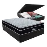 Cama Box Casal Preto Baú E Colchão Ortobom Elegant Molas Ensacadas Europillow