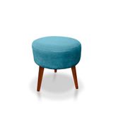 Puff Redondo Decorativo Panqueta De Apoiar Os Pés Suede Azul Tiffany