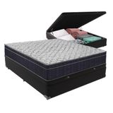 Cama + Box Com Baú Viúva Colchão Ortobom D45 Firme Airtech Cor:preto