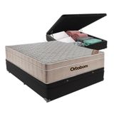 Cama + Box Bau Airtech Colchão Ortobom Viuva Springpocket Cor:preto