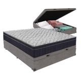Cama + Box Bau Casal Colchão Extra Firme Ortobom D45 Airtech Cor:cinza