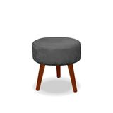 Puff Redondo Decorativo Panqueta De Apoiar Os Pés Suede Cinza Escuro