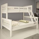 Beliche De Madeira Com Cama De Casal Solteiro Totalità Cor:branco