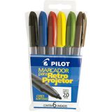 Caneta Para Retro-Projetor Com 6 Cores 2Mm Pilot Pt 6 Un