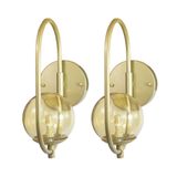 Arandela Online Dourado Globo De Vidro Ambar + Led 5w