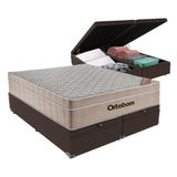 Cama + Box Airtech Colchão Ortobom Queen Com Baú Bege Springpocket Cor:marrom