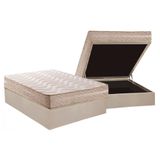 Cama Box Baú Casal: Colchão Anatômico Paropas D33 - Ag65 Master + Base Crc Suede Clean(138x188)