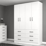 Guarda Roupa Casal Treviso 4 Portas 6 Gavetas - Branco Branco