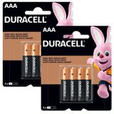 2 Packs De Pilhas Alcalina Palito Aaa - 4 Unidades - Duracell