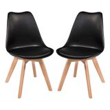 Kit Com 2 Cadeiras Leda Preta - Charles Eames Com Almofada