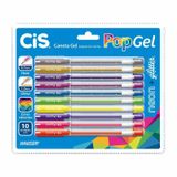 Caneta Esferográfica 10 Cores Popgel Cis