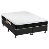 Cama Box King: Colchão Espuma D45 Black E White + Base Crc Suede Gray(193x203)