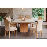 Sala De Jantar Completa Ana Vidro 130cm + 8 Cadeiras Fernanda Nature Nude