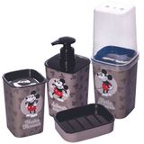 Kit De Banheiro Mickey Porta Escovas + Porta Cotonete + Porta Sabonete Líquido + Saboneteira Plasutil