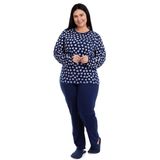 Pijama Longo de Inverno Luna Cuore 1000 Feminino - Marinho