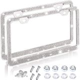 2 Pacote Bling Carro Placa Quadros Para Mulheres E Homens, Brilhante Diamante Capa Da Placa De Diamante, Suporte De Placa Do Carro De Rhines