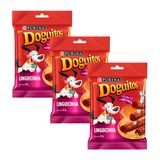 Kit 3 Petisco Nestle Purina Doguitos Bifinho Linguicinha 45g