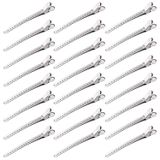 24 Peças Alligator Hair Clips Duck Bill Hair Clips Rustproof Metal Hair Clips With Holes For Curl Styling Sectioning Clips, Silver