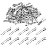 100 Pcs Alligator Hair Clips, 2.17 Single Prong Silver Metal Hair Clips Curl Clips Flat Top Hair Pins Section Clips With Teeth Hairbow Acce
