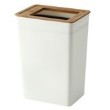 Lata De Lixo De Tampa De Bambu De 12l, Grande Cesta De Papel De Lata De Lixo