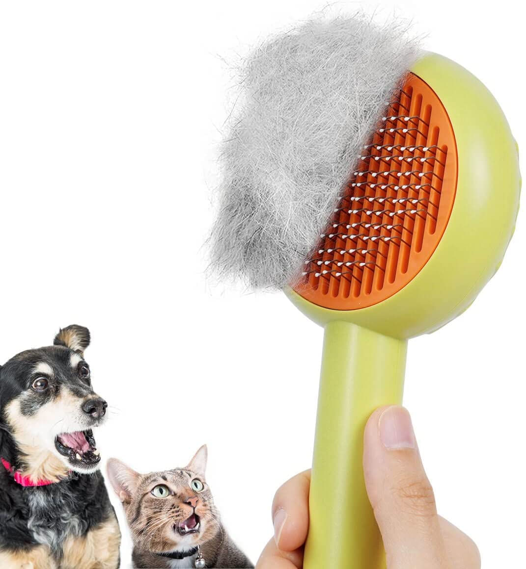 Escova De Limpeza De Cabelo Para Cães E Gatos, Escova Slicker Auto-limpador, Remove Facilmente Tapetes, Emaranhados E Peles Soltas, Pente De