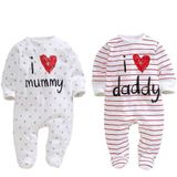 Unissex-baby Newborn Footie I Love Mummy I Love Daddy Bodysuit 2 Pack (9 Meses)