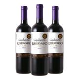 Kit 03 Unidades Vinho Santa Carolina Reservado Merlot 750ml