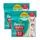 Kit De Fralda Pampers Pants Ajuste Total Tamanho Xg 64 Unidades