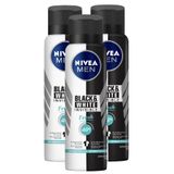 Kit 3x 150ml Desodorante Antitranspirante Aerosol Nivea Men Invisible Black &amp; White Fresh