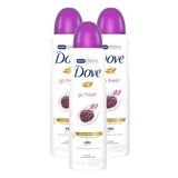 Kit 3 Desodorante Antitranspirante Aerosol Dove Go Fresh Amora E Flor De Lótus 150ml