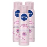 Kit 3x 150ml Desodorante Antitranspirante Aerosol Nivea Pearl &amp; Beauty