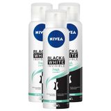 Kit 3x 150ml Desodorante Antitranspirante Aerosol Nivea Invisible Black &amp; White Fresh