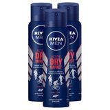 Kit 3x 150ml Desodorante Antitranspirante Aerosol Nivea Men Dry Impact