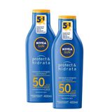 Kit 2 Protetor Solar Nivea Sun Protect &amp; Hidrata Fps 50 Loção 400ml