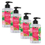 Kit 4 Sabonete Líquido Para Mãos Lux Essências Do Brasil Vitória Régia 300ml