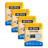 Kit 4 Fralda Geriátrica Bigfral Derma Plus Tamanho M Com 8 Unidades Cada