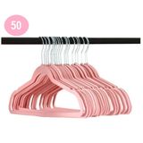 50 Cabides Slim Ultra Finos Antideslizante Aveludado Rosa