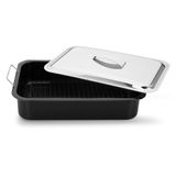 Forma Assadeira Travessa Com Tampa Inox Grelha Esmaltada Não Gruda Perfeita Para Assar Carne Legumes