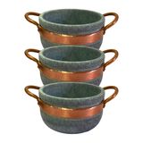 Kit 3 Cumbucas Alça De Cobre Pedra Sabão Caldo Sopa 500ml