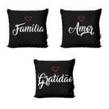 Capas De Almofadas Preto Família, Amor E Gratidão Para Sofá