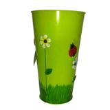 Vaso Balde Metal Verde Enfeite Jardim Joaninha Flor Varanda