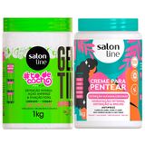 Kit Gelatina Salon Line #to De Cacho 1kg E Creme Para Pentear Salon Line Definição Máxima 1kg