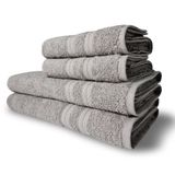 Jogo De Toalhas Itália Soft 4 Pçs - 2 Banho E 2 Rosto 430g/m 100% Algodão - Cinza