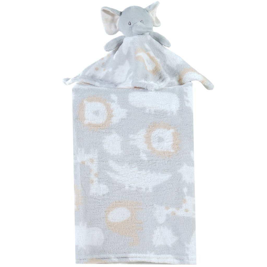 Manta Com Naninha Flannel Estampada Para Bebê 75x100 Cinza Elefante