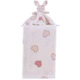 Manta Com Naninha Flannel Estampada Para Bebê 75x100 Rosa Coelho