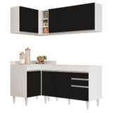 Armário De Cozinha Modulado De Canto Direito 4 Peças Cp37 Balcão Sem Tampo Branco/preto - Lumil